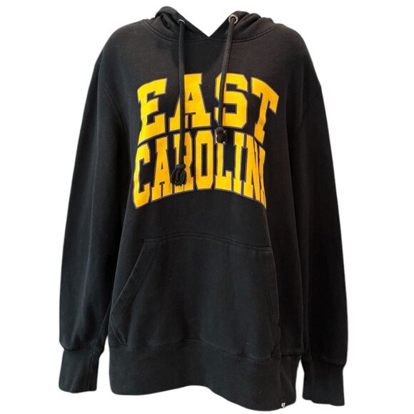 East‎ Carolina ’47 Hoodie Black Spellout Graphic Pullover Men’s L - Picture 1 of 6